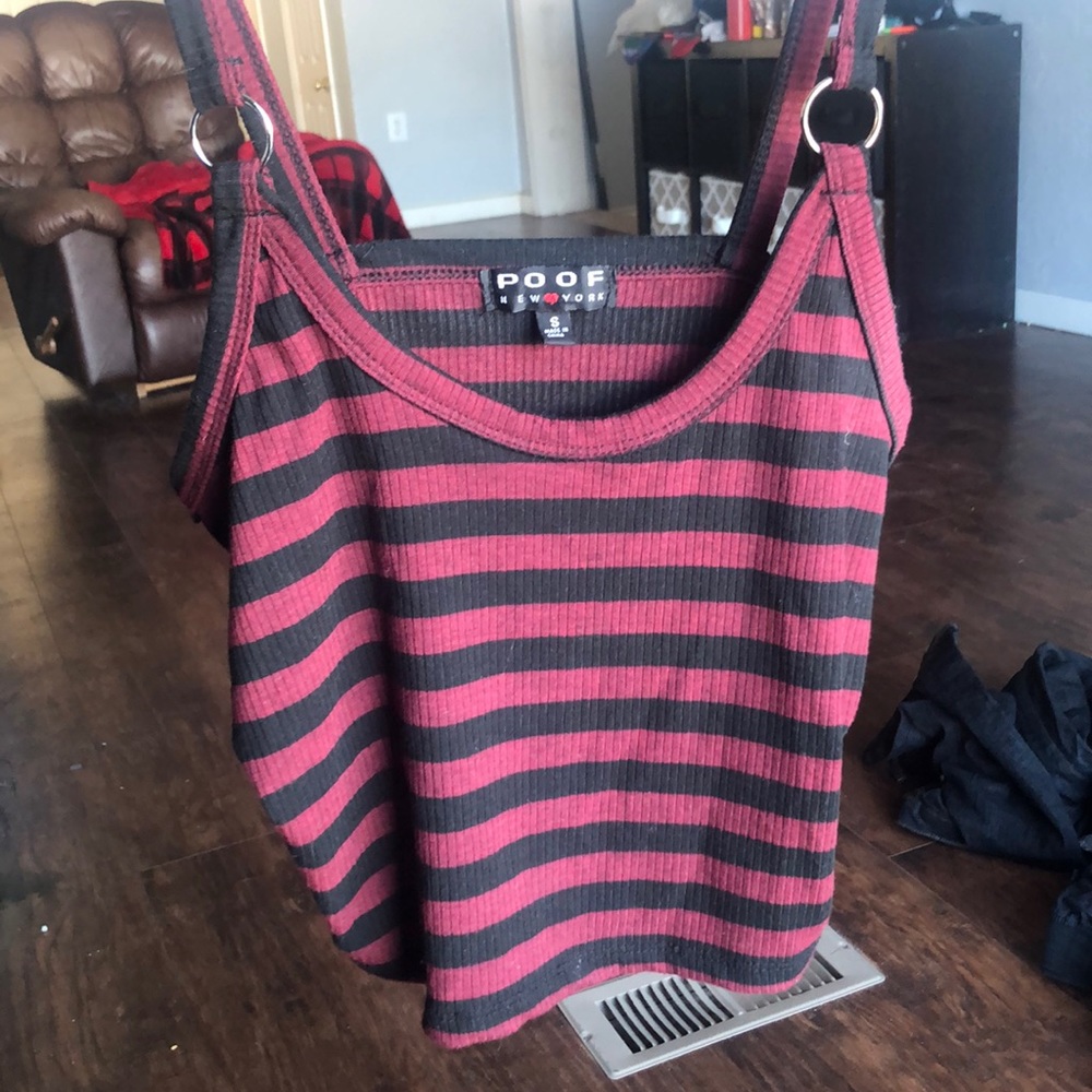 Black and red striped crop top